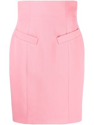 Balmain high-waist wool pencil skirt - Pink