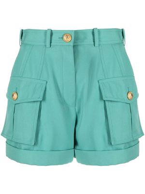 Balmain high-waisted flap-pocket shorts - Green