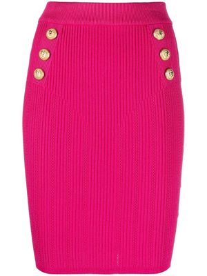 Balmain high-waisted knitted skirt - Pink