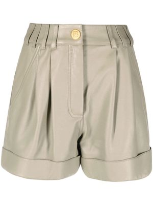 Balmain high-waisted lambskin shorts - Neutrals