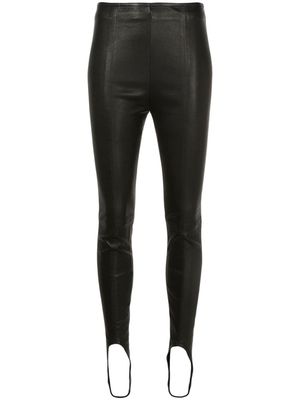 Balmain high-waisted leather trousers - Black