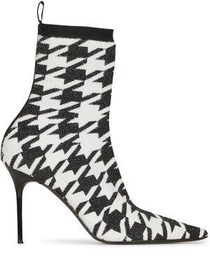 Balmain houndstooth ankle boots - White