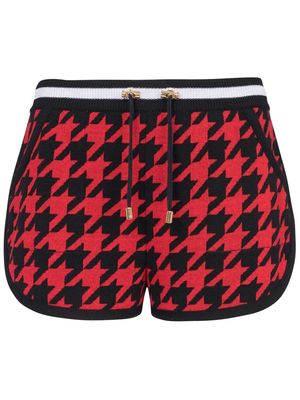 Balmain houndstooth drawstring mini shorts - Red