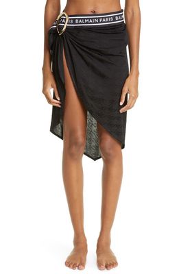 Balmain Houndstooth Jacquard Cover-Up Pareo in Black Black