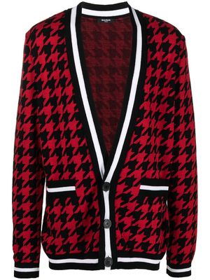 Balmain houndstooth knitted cardigan - Red