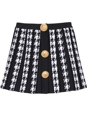 Balmain houndstooth pattern pleated skirt - Black
