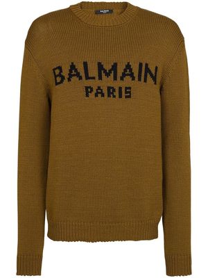 Balmain intarsia-knit logo jumper - Brown