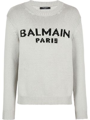 Balmain intarsia-knit logo jumper - Grey