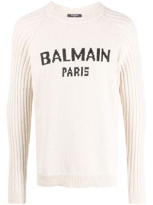 Balmain intarsia-knit logo jumper - Neutrals
