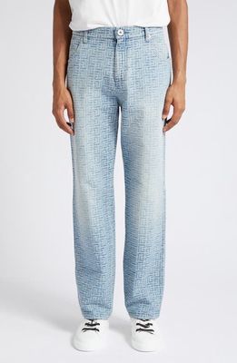 Balmain Jacquard Monogram Straight Leg Jeans in 6Ff - Blue