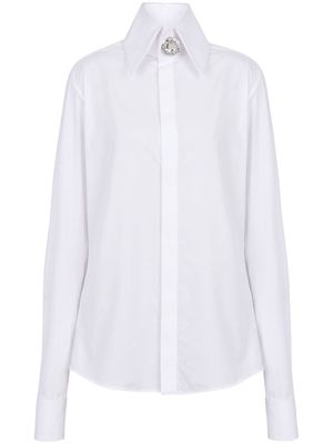 Balmain jewel-embellished cotton-poplin shirt - White
