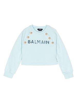 Balmain Kids 3D-logo cotton sweatshirt - Blue