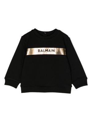 Balmain Kids appliqué-detail cotton sweatshirt - Black