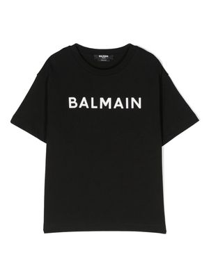 Balmain Kids appliqué-logo cotton T-shirt - Black