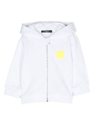 Balmain Kids appliqué-logo zipped sweatshirt - White