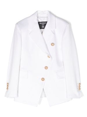 Balmain Kids asymmetric single-breasted blazer - White