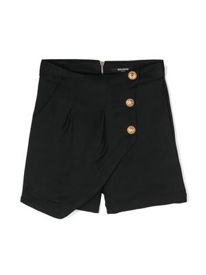 Balmain Kids asymmetric twill shorts - Black