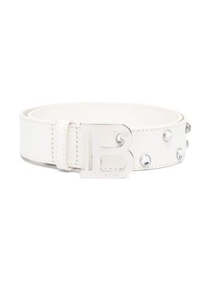 Balmain Kids B buckle leather belt - White