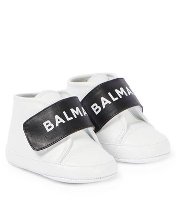 Balmain Kids Baby logo strap leather sneakers