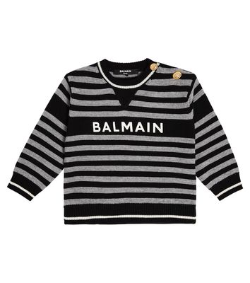 Balmain Kids Baby logo striped wool sweater