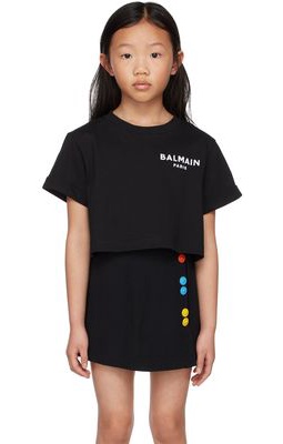 Balmain Kids Black Small Logo T-Shirt