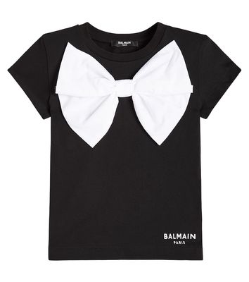 Balmain Kids Bow-detail cotton jersey T-shirt