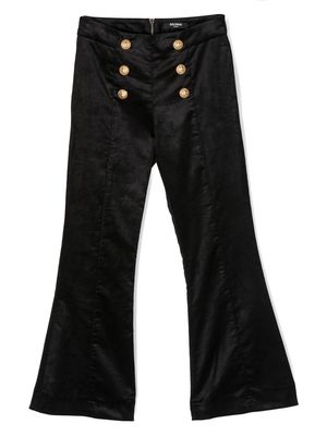 Balmain Kids button-detail flared trousers - Black