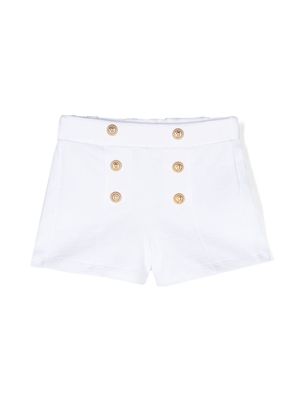 Balmain Kids button-detailed cotton shorts - White