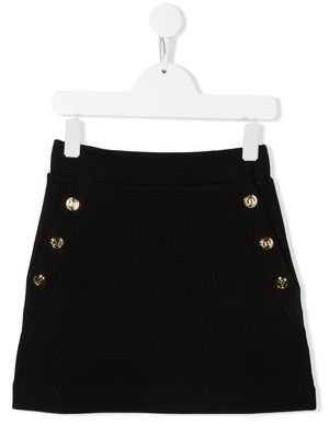 Balmain Kids button-embellished cotton mini skirt - Black