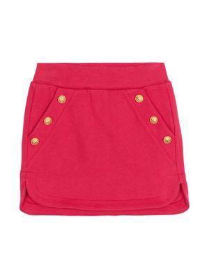 Balmain Kids button-embellished cotton skirt - Pink