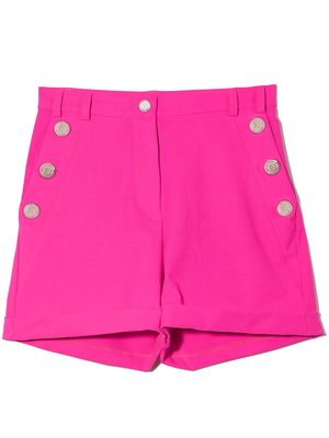 Balmain Kids button-embellished high-waisted shorts - Pink