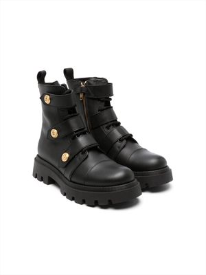 Balmain Kids button-embellished leather boots - Black