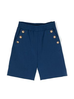 Balmain Kids button-embossed wool shorts - Blue