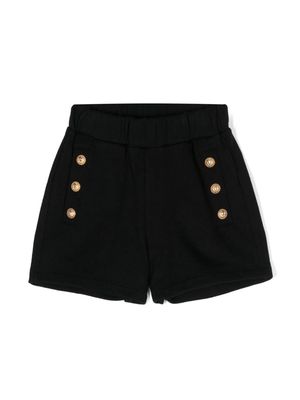 Balmain Kids Coin-buttons cotton shorts - Black