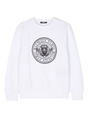 Balmain Kids Coin-print sweatshirt - White