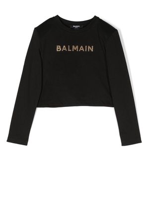 Balmain Kids cotton logo-embellished T-shirt - Black