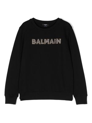 Balmain Kids crew-neck cotton sweatshirt - Black