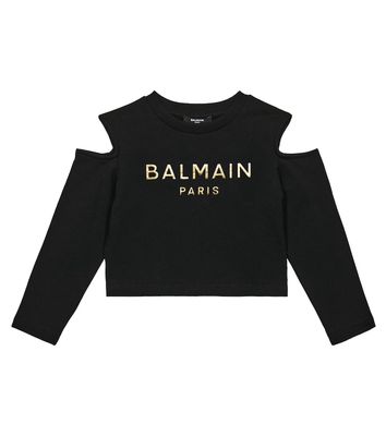 Balmain Kids Cut-out cotton sweatshirt