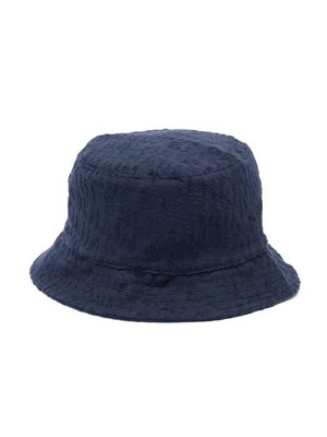 Balmain Kids debossed-logo cotton bucket hat - Blue