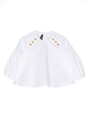 Balmain Kids decorative-button cotton blouse - White
