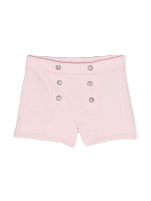 Balmain Kids decorative-button cotton shorts - Pink