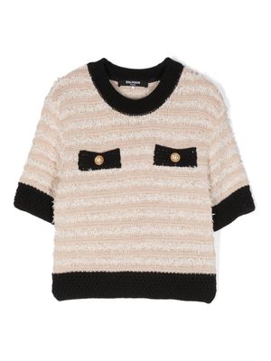 Balmain Kids decorative button-detail knitted top - Neutrals