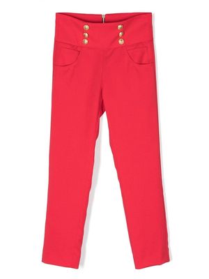 Balmain Kids decorative button detail trousers - Red