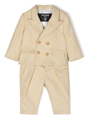 Balmain Kids double-breasted virgin wool suit - Neutrals