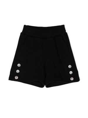 Balmain Kids elasticated-waistband cotton shorts - Black