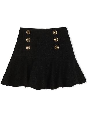 Balmain Kids embossed-button detail mini skirt - Black