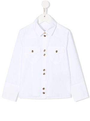 Balmain Kids embossed-button long-sleeve shirt - White