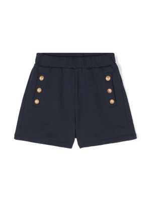 Balmain Kids embossed-buttons cotton shorts - Blue