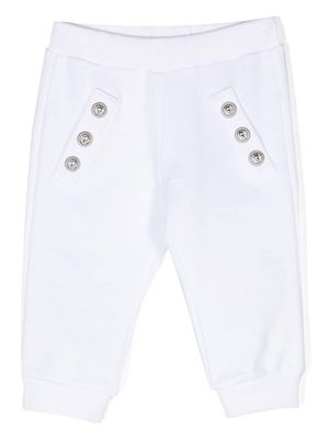 Balmain Kids embossed-buttons cotton track pants - White