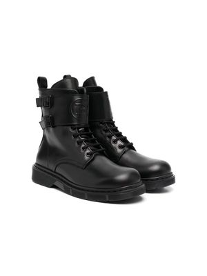Balmain Kids embossed-logo ankle boots - Black